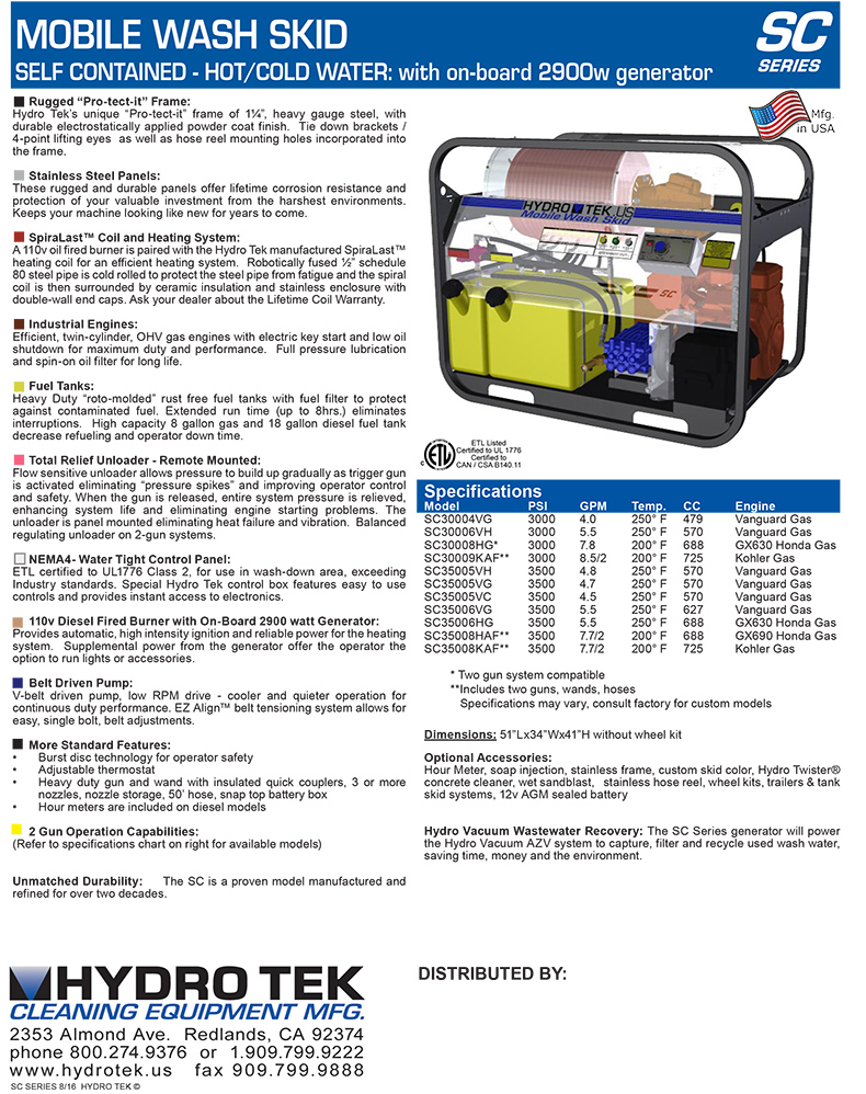 Hydro Tek SS35008HG Hot Pressure Washer - Southside Equipment Inc