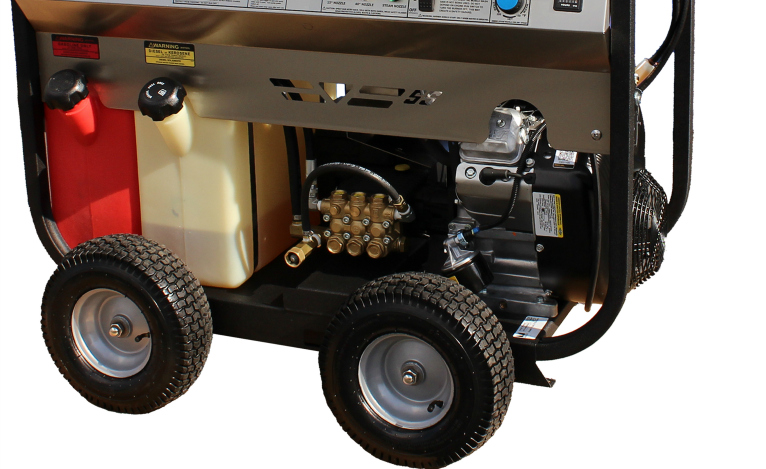 SS Series Gas Driven, Diesel Fired Hot Water Pressure Washers Direct Drive with Hour Meter and Deluxe Wheel Kit