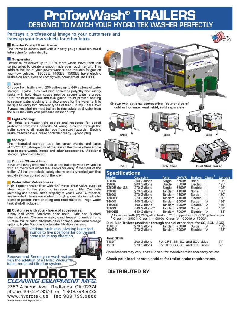 Hydrotek Portable Commercial Trailer Mounted Pressure Washers Brochure 2